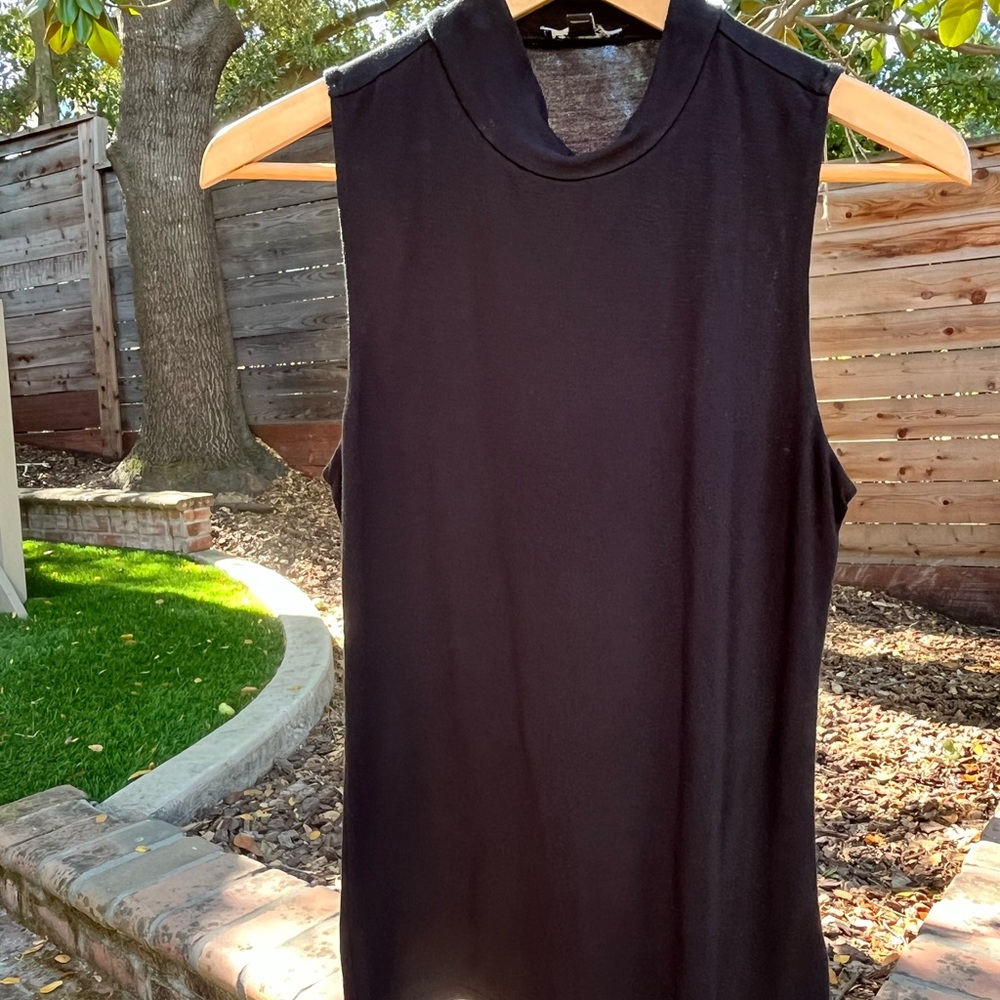 Express Black High Neck Short Sleeved Top